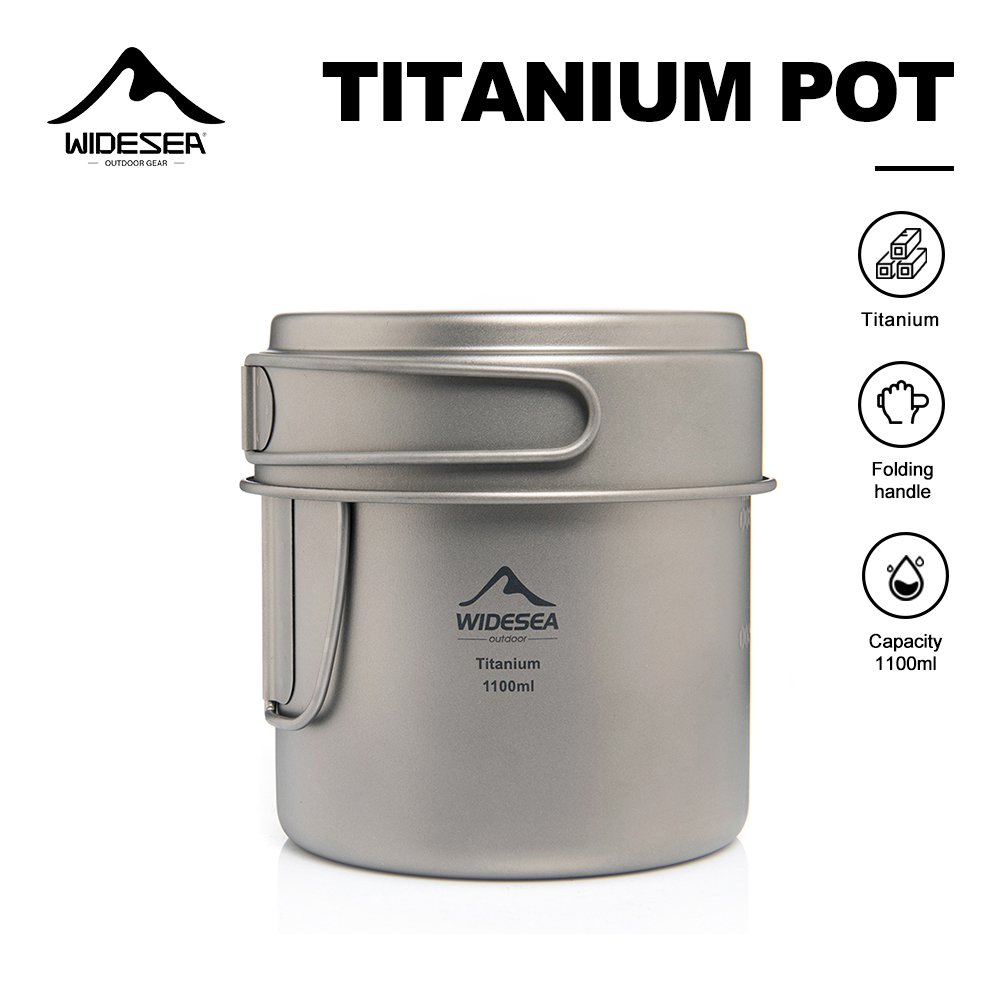 Camping Cooking Utilities - Widesea Ultralight Titanium Campingpot 1100ml Opvouwbaar