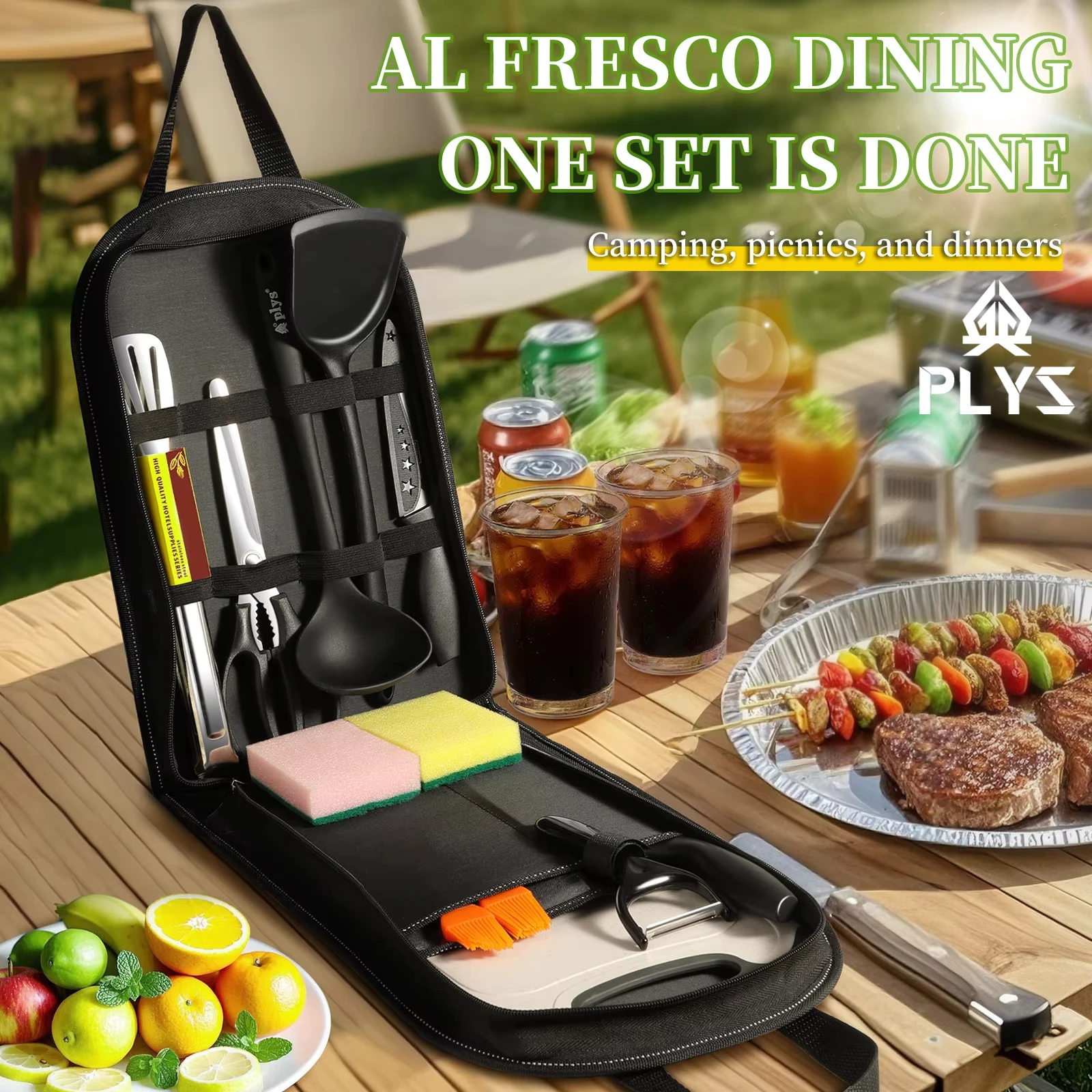 Camping Cooking Bundle - Draagbare outdoor gebruiksvoorwerpen set van 10-delig