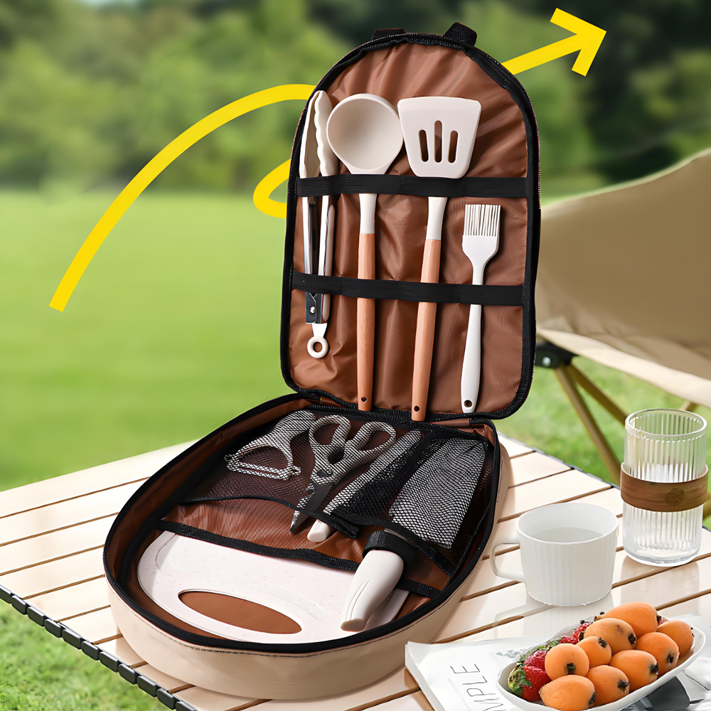 Camping Cooking Bundle - 10-delige draagbare camping kookgerei set, siliconen