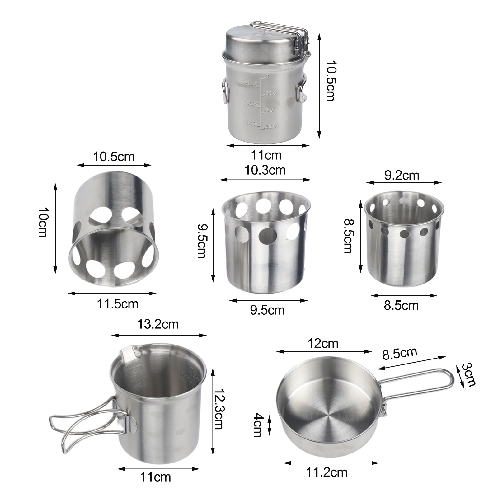 Camping Cooking Options - Campingkookgerei, draagbare houtkachel met geïntegreerde maatverdeling,