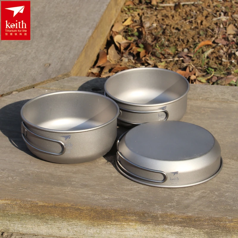 Camping Cooking Sets - Keith 3PCS Titanium Kookgerei Pannen Kommen
