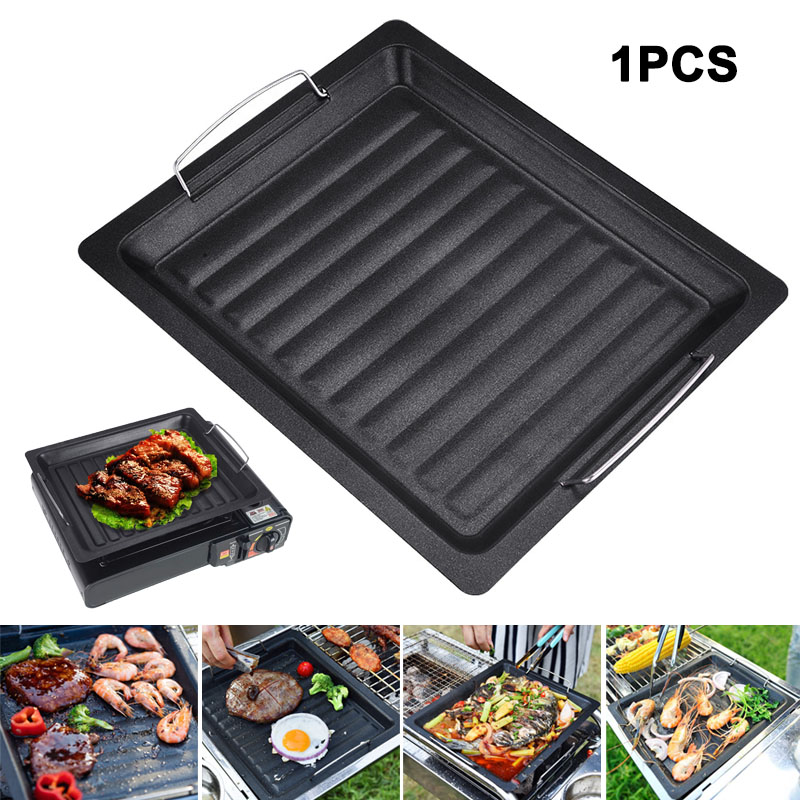 Camping Cooking Sets - Buiten dikke vierkante grillpan met twee