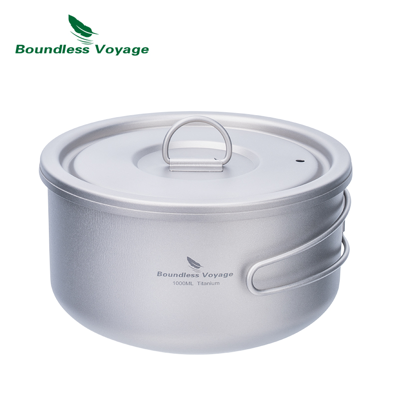 Camping Cooking Sets - Boundless Voyage Titanium Campingpot met Deksel