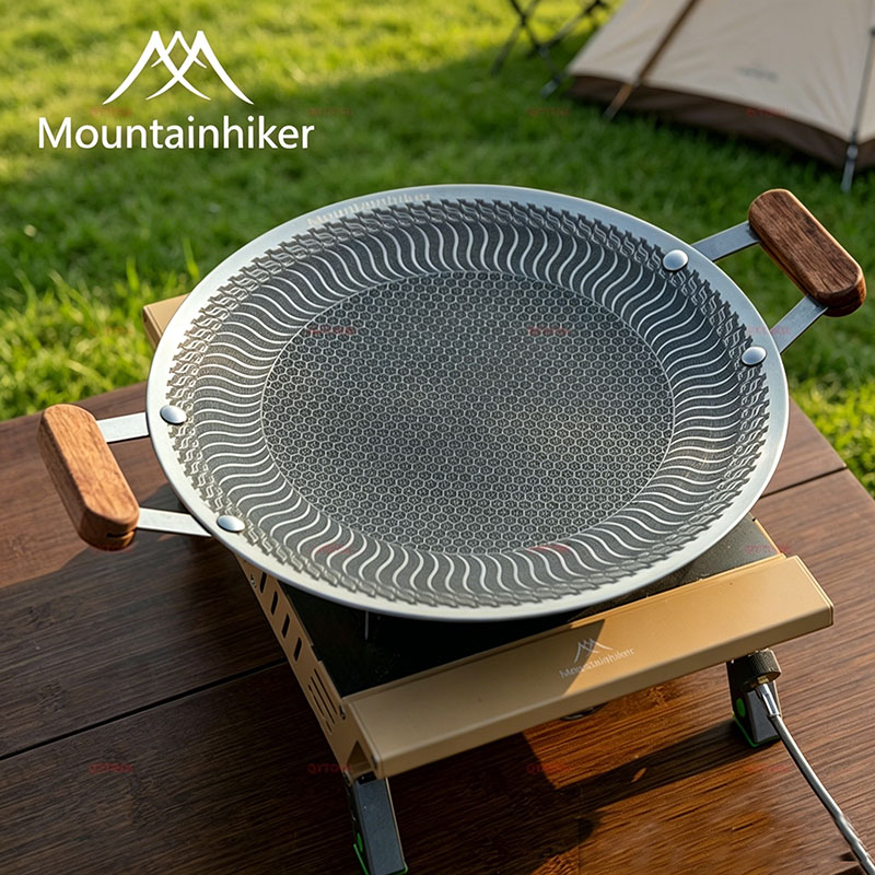 Camping Cooking Sets - Mountainhiker Anti-aanbak roestvrijstalen BBQ-pan Campinggrillbak Buiten