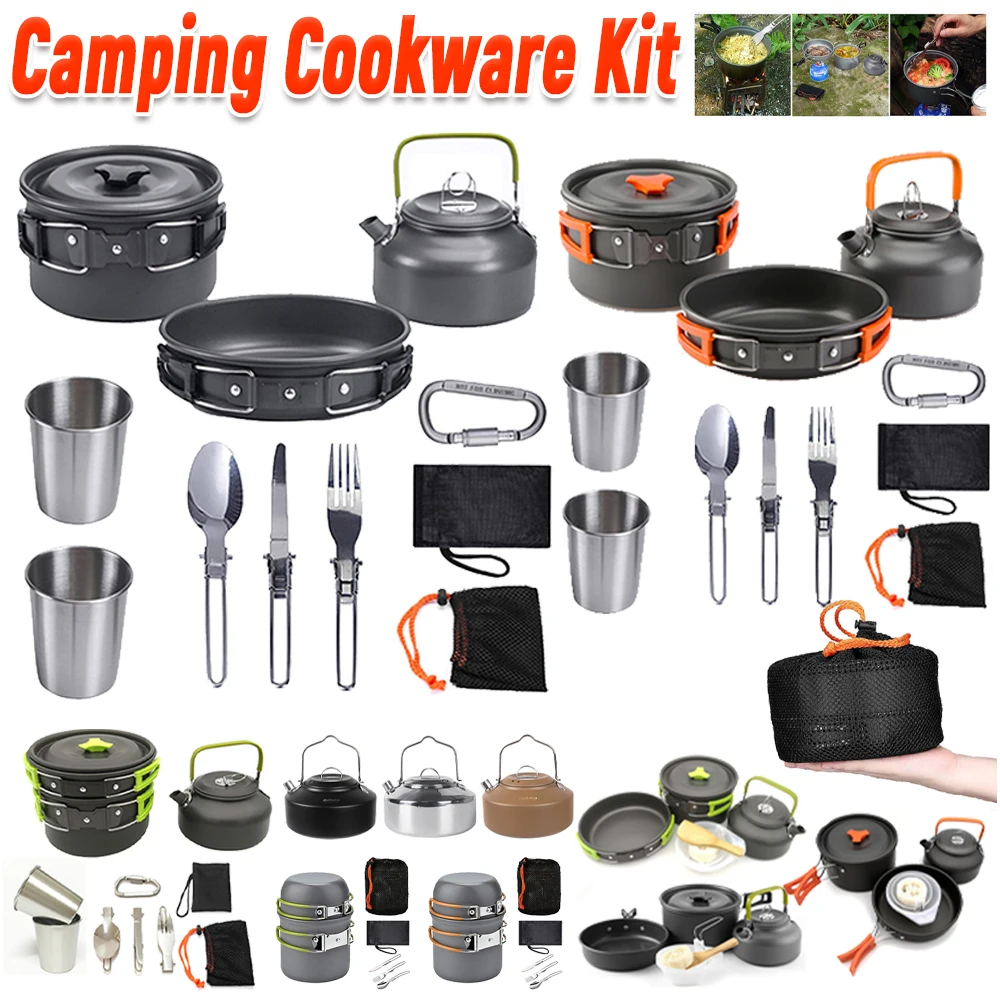 Camping Cooking Sets - Campingkookgerei Set Ketel Pot Pan Kookset