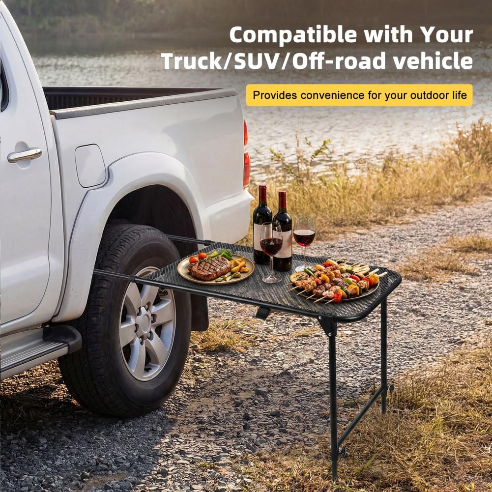 Camping Cooking Table - Bandenmontage Campingtafel, Stalen Opklapbare Tafel voor