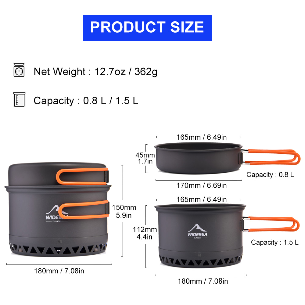 Widesea Camping Pot 1.3L 2.3L  - Camping Cooking Bundle recensie en prijs