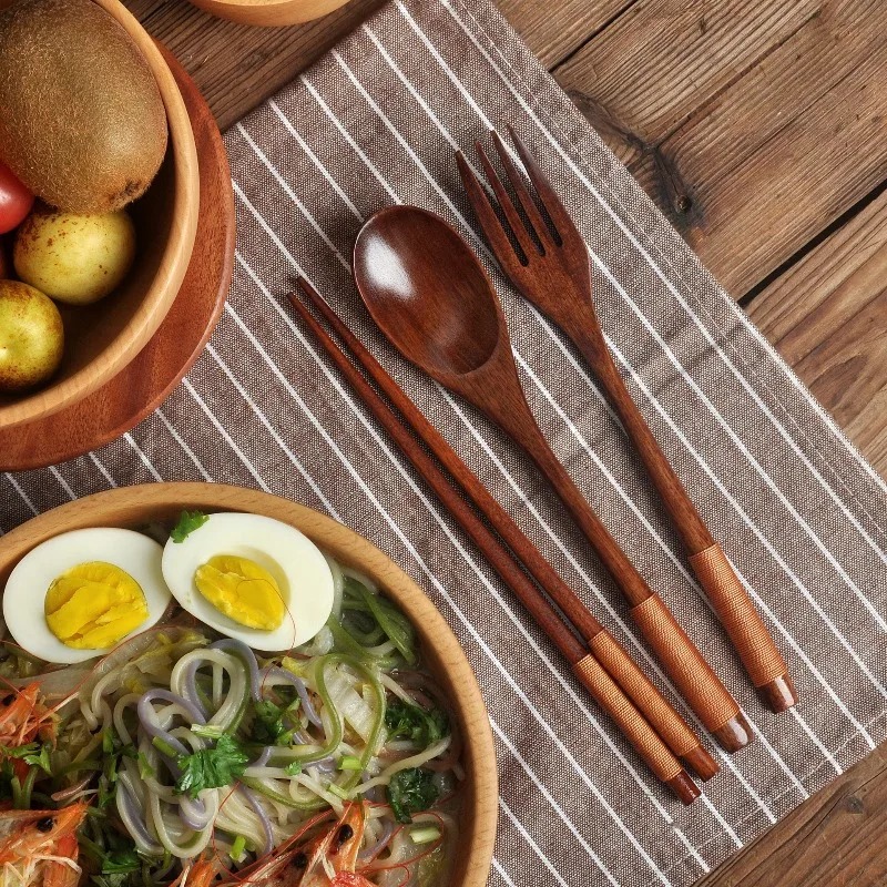 Houten Eetset Lepel Eetstokjes - Camping Cooking Dining Set recensie en prijs