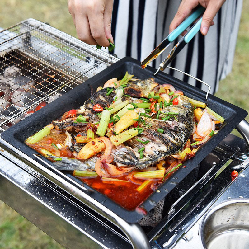 Buiten dikke vierkante grillpa - Camping Cooking Sets recensie en prijs